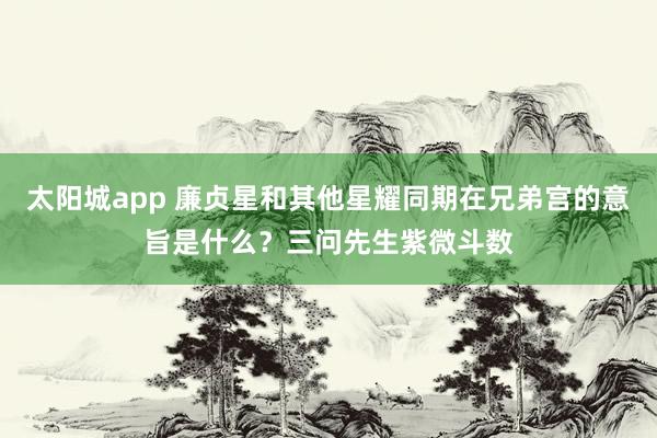 太阳城app 廉贞星和其他星耀同期在兄弟宫的意旨是什么？三问先生紫微斗数