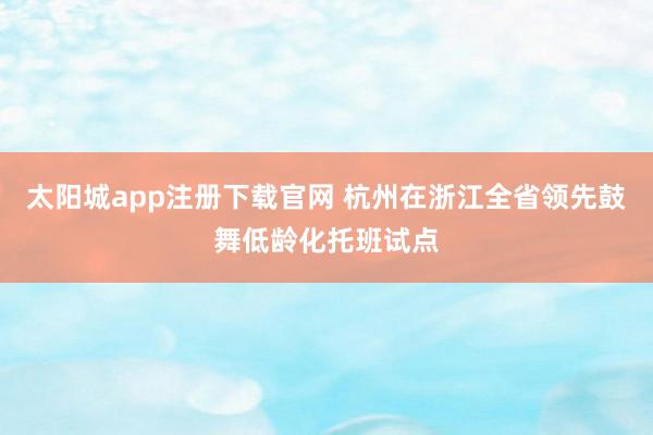 太阳城app注册下载官网 杭州在浙江全省领先鼓舞低龄化托班试点